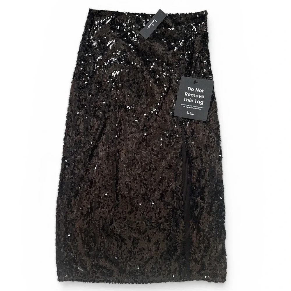 Lulus Black Sequin Skirt‎ Size Medium